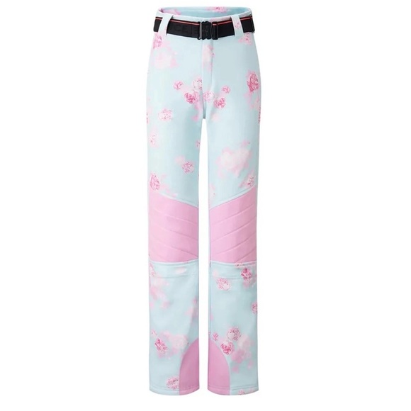 LoveShackFancy x Bogner Fire + Ice Ski Pants Quiet Tide Blue/Pink Floral Print - Picture 2 of 16